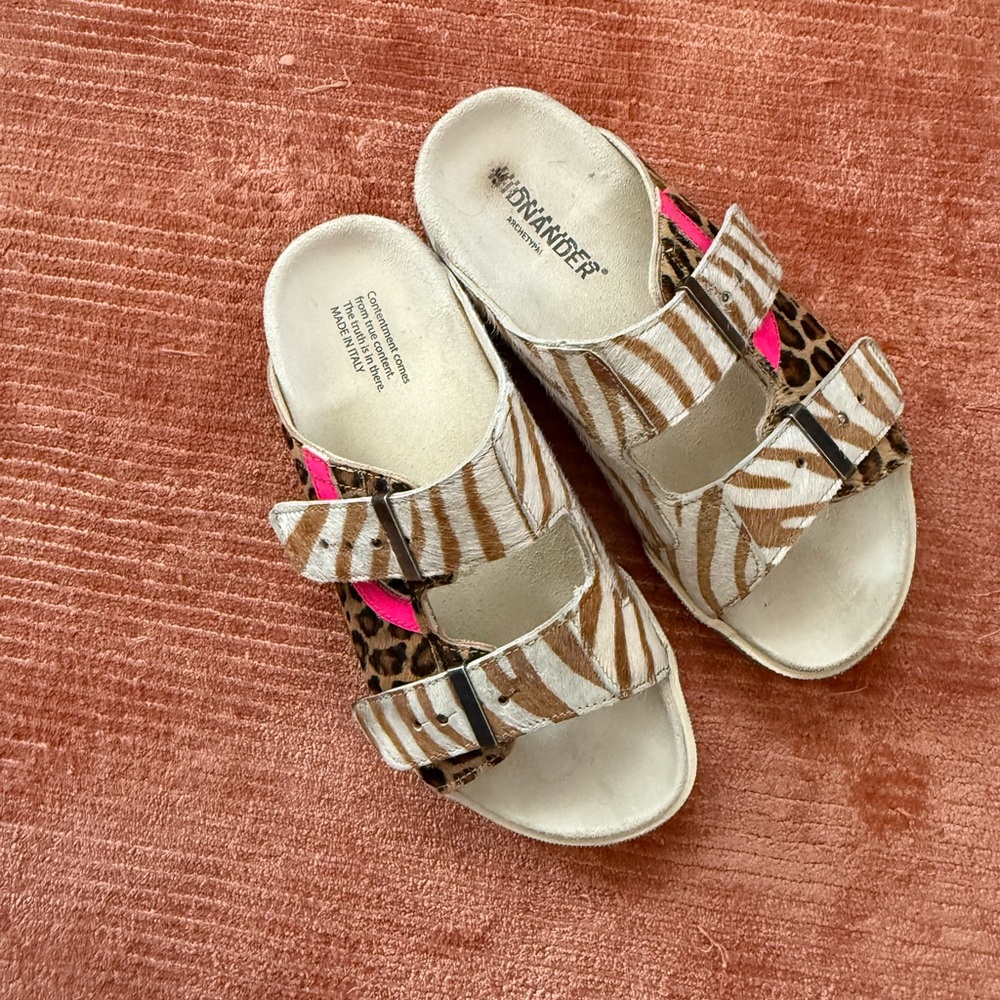 Hidnandwr Zebra and Leopard Print Slides Sandals